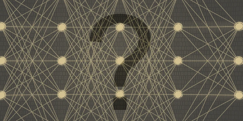 Question mark on gold lined background