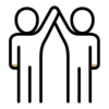Iconography of 2 people giving each other high fives 